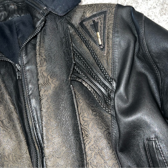 Vintage 80s Black  Leather Patchwork Western Jacket Black Women's M Tassel Retro - Picture 2 of 13